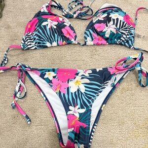 YMI Floral Bikini - Blue and Pink